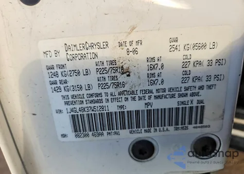 2007 Jeep Liberty Sport z USA, uszkodzony, nr VIN 1J4GL48K37W512811